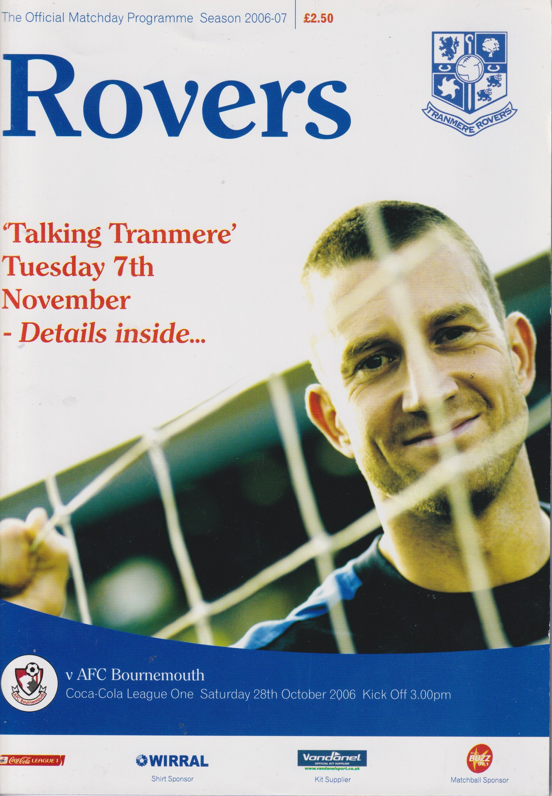 Tranmere Rovers v AFC Bournemouth match programme